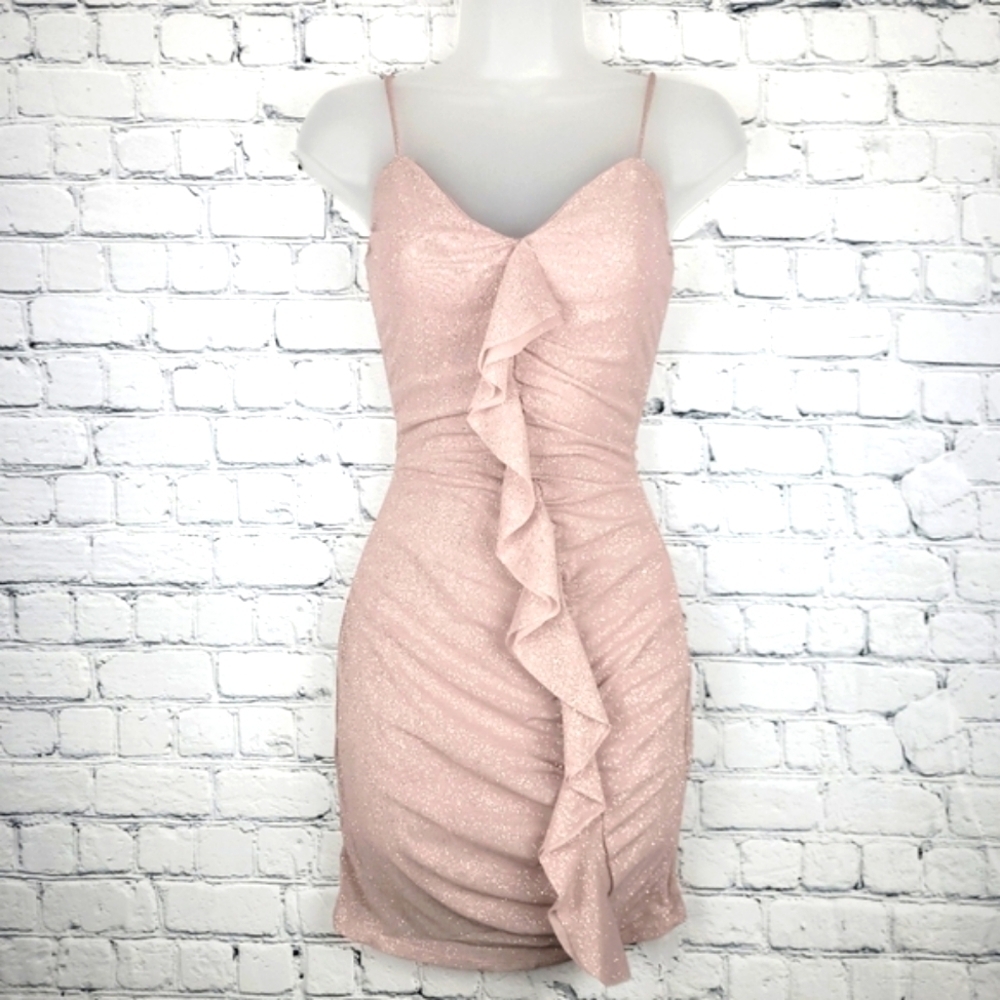 NWT Windsor Size S Mauve Glitter Ruffle Mini Dress